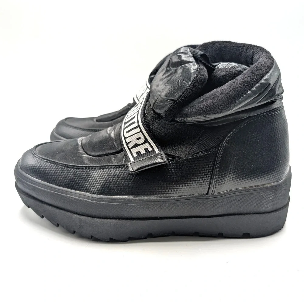 Juicy Couture Veronica Black Puffer Boots Platform Lug Chunky Sole Women 8 Y2k